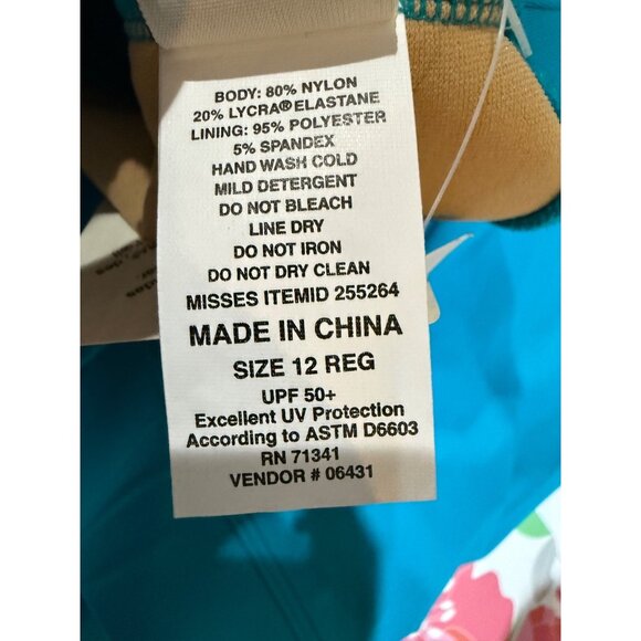 L.L.Bean New Swim Skirt Size 12 Teal Blue Sunblocking 13" Swim Bottom UPF 50 - Picture 7 of 9